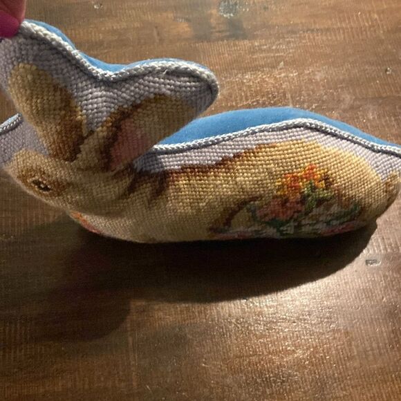 Vintage Lilian Vernon Embroidered Bunny Pillow with Floral Design - Picture 4 of 4